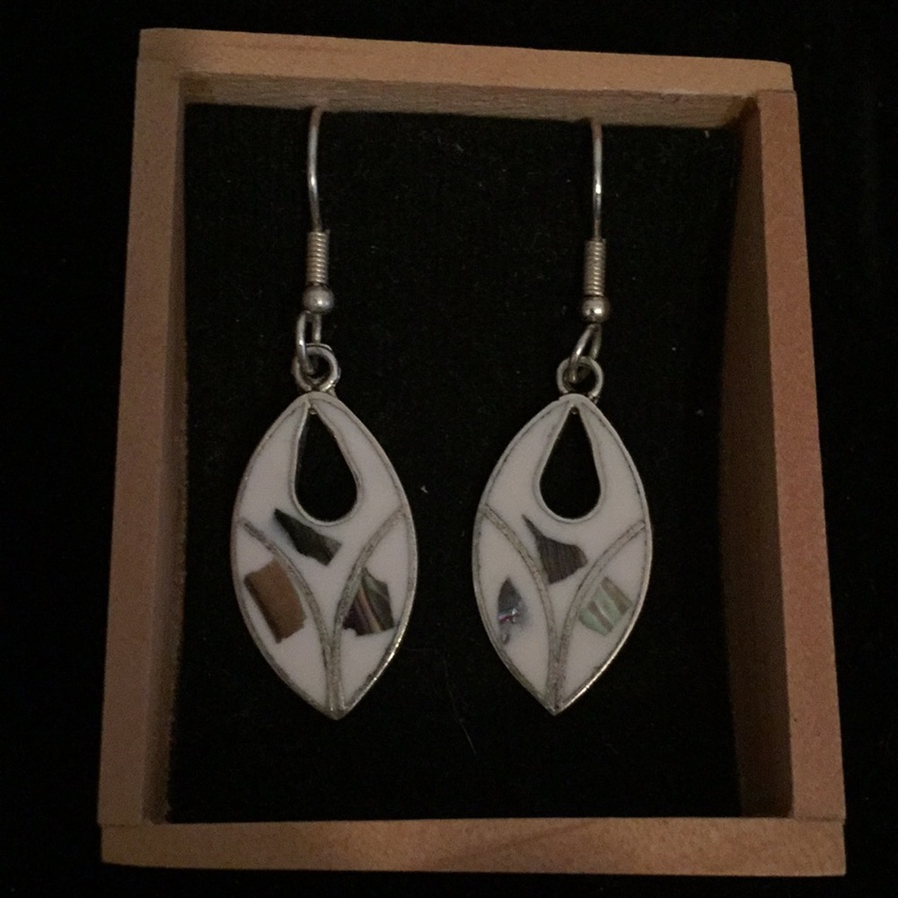 Cute earrings silver with enamel. Never worn